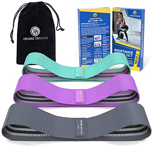Desire Deluxe Resistance Bands Set for Men and Women, Premium Exercise Pack of 3 Different Resistance Levels Loops Band for Home, Gym, Long Exercise Workout – Great Fitness Equipment for Training,