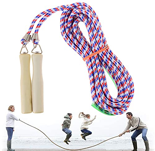 XPUING Springen Seil mit Holzgriff,Verstellbare Springseil für Kinder,Baumwollseil, Seilspringen Fitness,Outdoor Springseil seil Multiplayer Springseile für das Schultraining