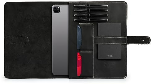 Londo Echtleder Tablet Hülle – iPad Pro 12.9 Case mit Zwei Kartenfächern & Leder Stift-/Apple Pencil Halter