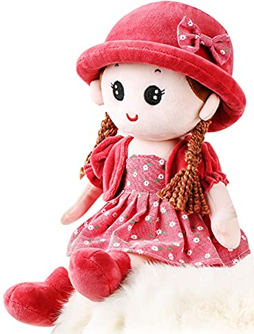 Adorable Baby Girl Rag Doll Soft Cuddly Ragdoll Princess Doll with Removable Dress & Hat Soft Stuffed Plush Toy Dolls for Girls Age 0+, First Doll Baby Shower Present Girl Birthday Christening Gift