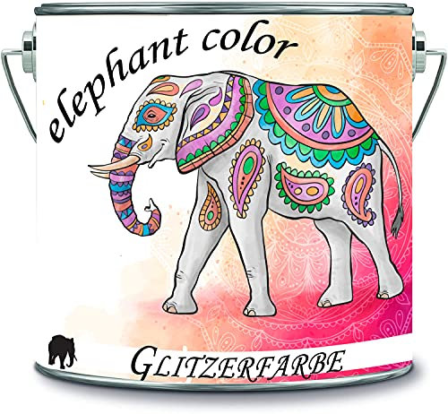 elephant color Peinture à paillettes en latex - Peinture à émulsion pour mur intérieur - Peinture murale à paillettes - 20 l - Blanc vieilli - Paillettes holographiques