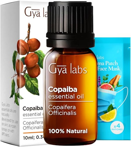 Gya Labs Ätherisches Copaiba-Öl für Diffusoren - 100% reines, natürliches Copaiba-Öl für Haut, Körperkomfort, Düfte und Kerzenherstellung, Selbstpflegerituale (10 ml)