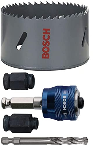 Bosch Professional Scie-trépan HSS bimétal (pour divers matériaux, Ø 86 mm) + 4 pièces Kit de démarrage Power Change Plus