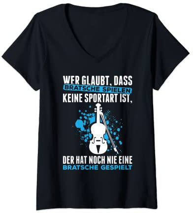 Damen Bratsche Spielen Viola Musik Bratschist Orchester Violist T-Shirt mit V-Ausschnitt