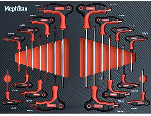 Mephisto Werkzeugeinlage Werkzeug Set Pro Line Werkstattwageneinlage Innensechskant-Stiftschlüssel-Set, Innensechskant für Fahrrad, Rollschuh, Motorrad, Innensechsrund, inkl. Soft Inlay
