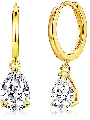 Ohrringe Silber 925 Hängend AAA Zirkonia Creolen Gold Ohrhänger Damen Frauen Schmuck Geschenk
