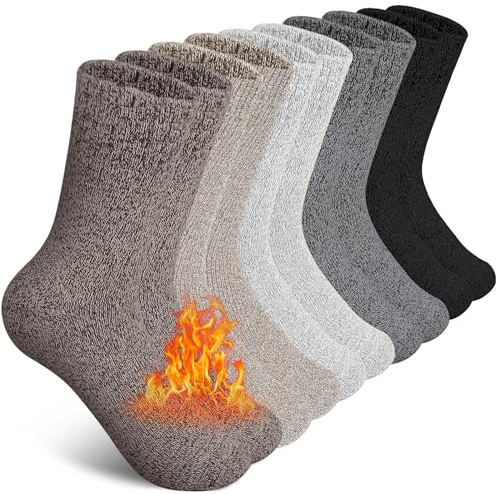 SIMIYA Mens Wool Socks Winter Knitting Soft Warm Thick Socks for Boots Ski Hiking, Multicolor-01