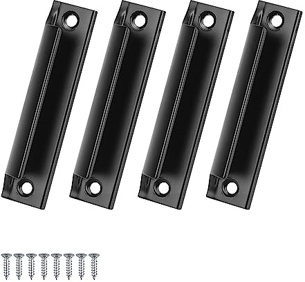 HASLED Aluminium Schiebetürgriff, 4 Stück Schwarz Gebogene Balkontürgriff, Terrassentür Griff Außen im Nordischen Stil, für Zuhause, Balkontüren, Schiebetüren, Schubladen