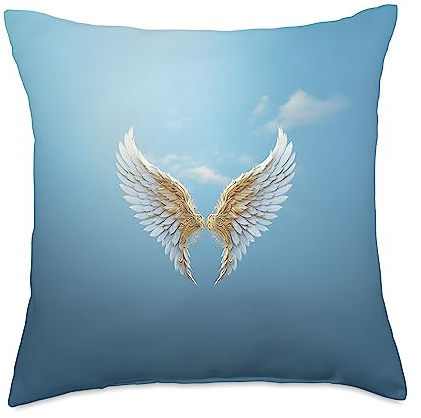Celestial Wings Design Heavenly Golden Angel Wings Throw Pillow, 18x18, Multicolor