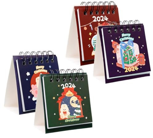 MAGICLULU Schreibtischkalender 2024 Weihnachtsthema Dekorativer Monatlicher Stehkalender für Das Büro
