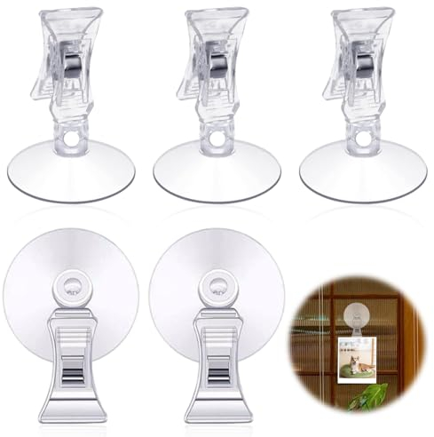 uinnossvc Saugnäpfe Clip 5 Stück Saugnäpfe für Fenster Sauger mit Clips Mini Saugnapf Transparent für Aquarium Glaswand Parkscheinhalter Supermarkt