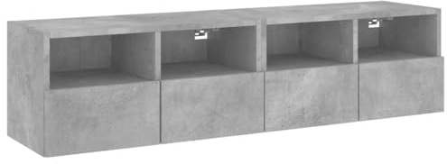 vidaXL Väggmonterad tv-bänk 2 st betonggrå 60x30x30 cm konstruerat trä, väggenhet, väggmonterad TV-enhet, väggmonterat skåp, TV-väggenhet, hängskåp