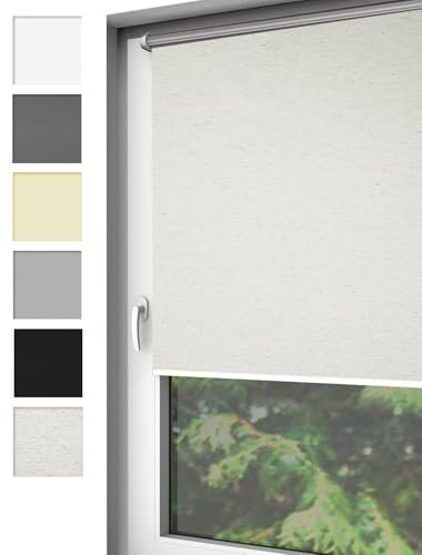 Home-Vision® Verdunkelungsrollo Klemmfix, ohne Bohren mit Klämmträgern, Fensterrollo, Seitenzugrollo, Verdunklungsrollo, Lichtundurchlässig Thermorollo (Light Beige, B40cm x H150cm)