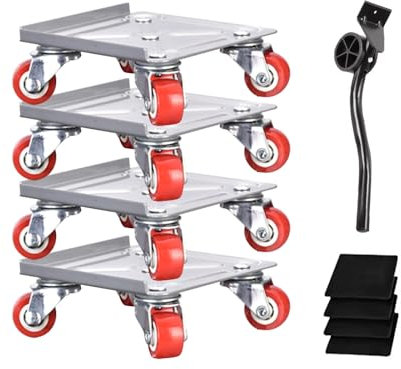 Möbel-Umzugswerkzeug, robuster 5-Rollen-Möbelwagen – Umzugswerkzeug-Set mit kurzer Brechstange und Anti-Rutsch-Pad für Betten, Schubladen, Geräte, Schränke