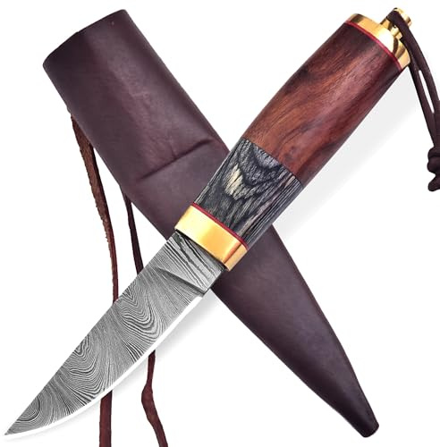MAQSON Handgeschmiedetes Damast-Jagdmesser im Mittelalter-Stil – 288 Lagen | Gürtelmesser aus 1095 & 15N20 Stahl G83H18