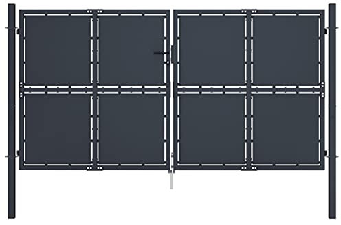 Brokky Gartentor Doppelstabmattenzaun Tor Garten TüR GartentüRen Stahl 300 x 175 cm Anthrazit