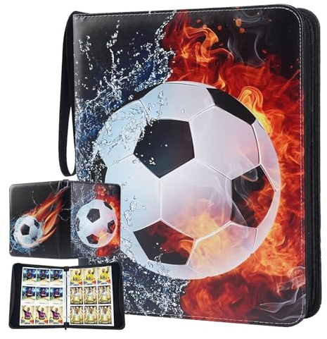 KUAOOAUK Sports Card Binder, 9 Pocket Trading Card Binder with 55 Sleeves fits 990 Sports Card,Double Sided Soccer Card Holder with Zipper for Baseball Basketball Hockey Collection Storage