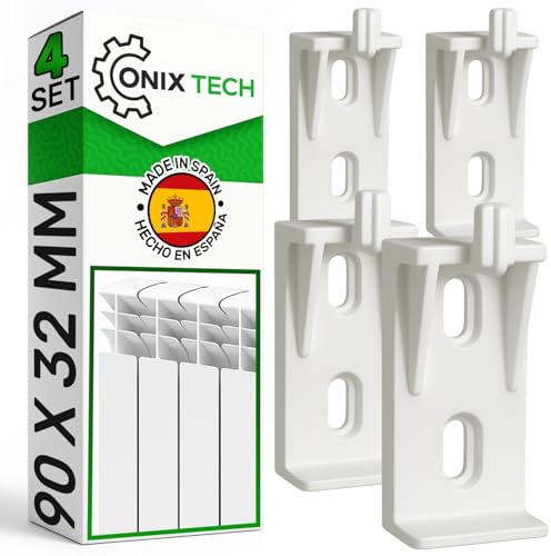 4 Pièces Fixation Radiateur Fabriqué en Plastique Haute Résistance 90 x 32 mm - Garantie de 5 Ans - MADE IN SPAIN - ONIX TECH