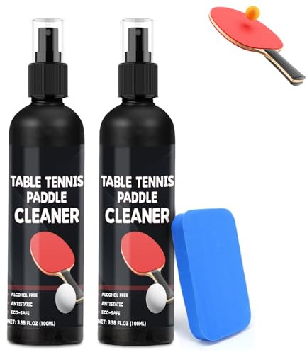 DINGSEN Tischtennis Reinigungsset, 200 ml Tischtennis Reiniger und Reinigungsschwamm, Tischtennis-Zubehör, zum Reinigen von Schlägerbelägen & Entfernung von Aufprallresten