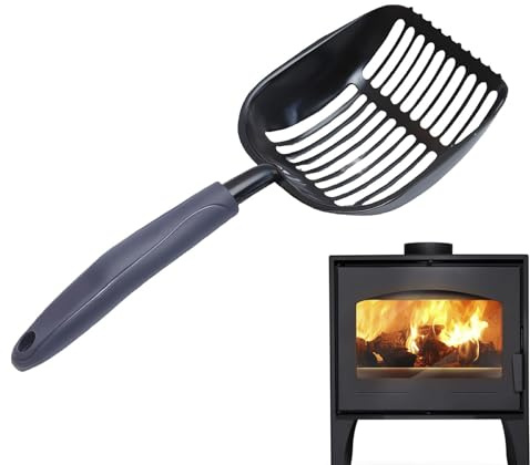 Pelle à charbon pour poêle à bois – Tamis à cendres en métal, fournitures de poêle à bois, accessoires de barbecue portables pour grille, barbecue