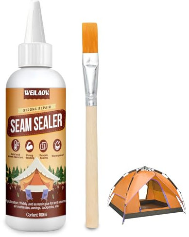 WEILAOK Seam Sealer, Tent Seam Sealer, Tent Waterproofer, Waterproof and Moisture-Proof, with Brush, Suitable for Waterproofing Tents, Tarps, Raincoats, Ponchos, Truck Tarps, etc, 100g