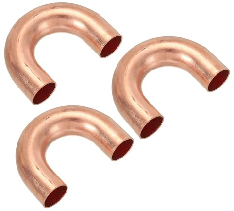 PATIKIL 1/2 OD 32x48mm Elbow Copper Pipe Fitting, 3Pcs 180 Degree Bend Welding Sweat Solder Connection for HVAC Air Conditioner Plumbing