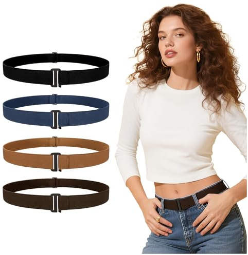 JasGood 4 Pezzi Cintura Elastica Donna Invisibili No Show - Fibbia Piatta Regolabile