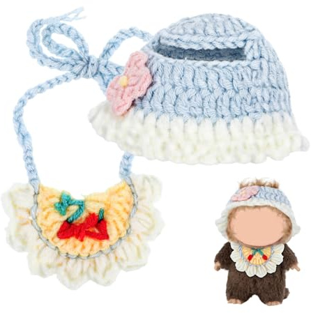 HONMEET Compatibile Cappello e Bavaglino Unici in Crochet Fatti Mano Accessori per Bambole e Foto