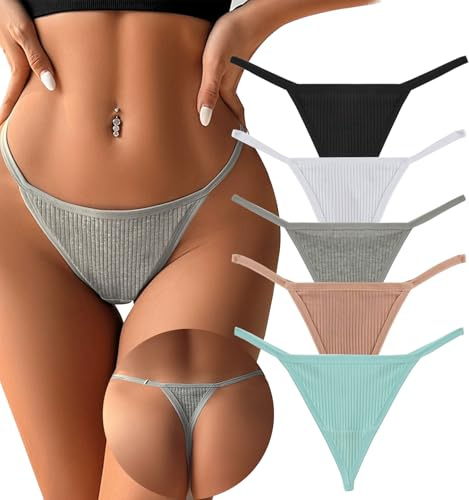 Rayson Perizoma Donna G-String Cotone Elastico Thong Mutande Senza Tanga a Costine Traspirante Slip Donna a Vita Bassa
