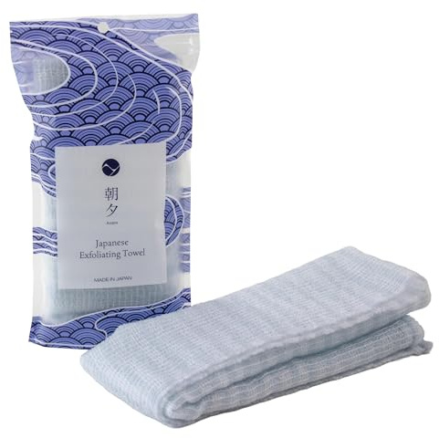 Asayu Japan Exfoliating Body Wash Towel – Made in Japan Nylon Shower Cloth with Triple-Weft Wave Weave – Quick-Dry, Hygienic, and Gentle Deep Cleansing for Smooth Skin