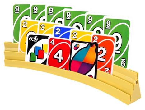 Gatphy Spelkortshållare, 3 ramper, stapelbar, magnetisk montering, för äldre, barn, artrit (2 gula)