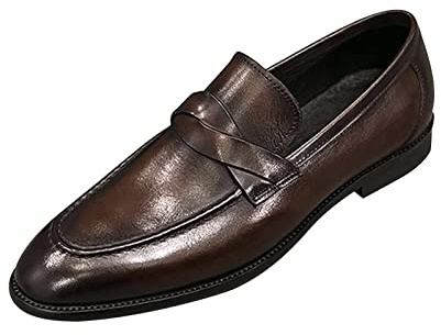 Mocassini da uomo in pelle, Loafers Flat Shoes Scarpe da tuta leggere Moccasins Mokkasins Scarpe da uomo Penny Loafer Scarpe basse da lavoro Pantofole marrone 42