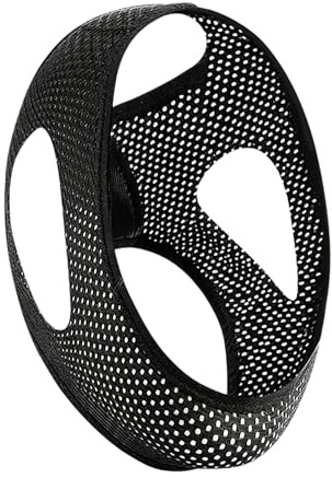 Schnarchmaske aus Spandex Netzstoff, Angenehmes Kinnriemen, Chin Strap, Antischnarch Band Hilfsmittel Gegen Schnarchgerät Für Erholsamen Schlaf, Für Zuhause Und Reisen(Schwarz)