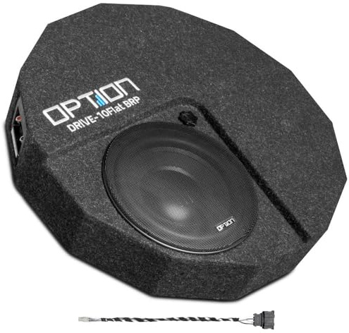 Option Rueda de repuesto Subwoofer compatible con VW Tayron (1ª generación, a partir de 2025, con sistema de sonido H/K de fábrica) - Subwoofer pasivo de rueda de repuesto DRIVE10BRP-FLAT-D8 - Plug