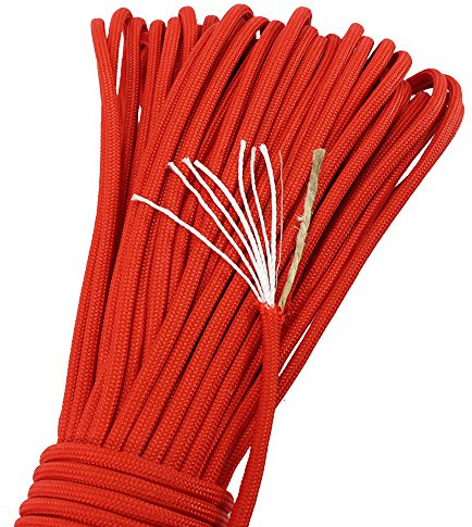 Paracord 550 Fire & Survival Cord para Supervivencia, 31 m, soporta hasta 250 kg, cordón Paracaidista para bushcraft y Acampada, Amarre de tarp, tensores, Nudos, Reparaciones y Manualidades