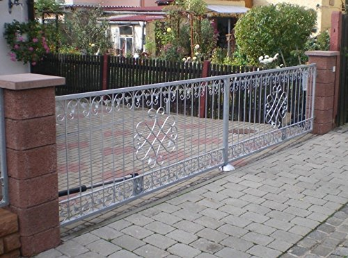 Gartentor Hoftor Tor Metall Monaco-FT400/100A Verzinkt mit Torantriebs Set komplett P.-Set 100 Elektrisch Schmiedeeisen Einfahrtstor fertig vormontiert 400 cm 4m Doppelflügeltor