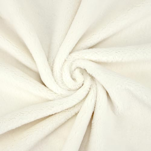 Microfaser-Plüsch Stoff SNUGLY als Meterware in vielen Farben - 5mm Florlänge, EN71-3 & EN 71-9 zertifiziert (Wollweiß/Ivory)