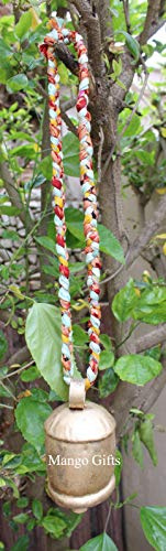 Kuhglocke mit handgewebtem Stoffseil, 10,2 cm