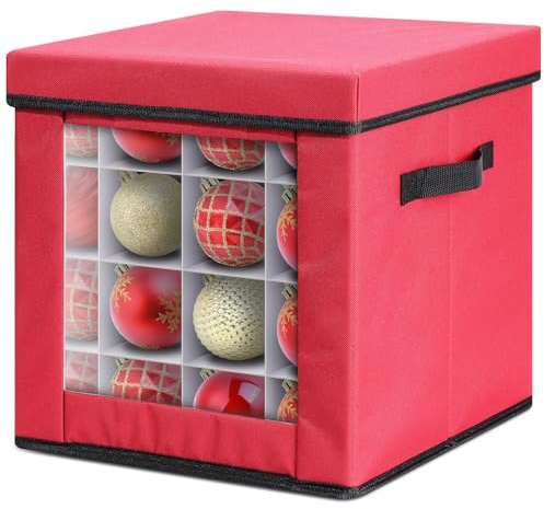Julprydnad förvaringsbox med lock, Ohuhu julstatyett behållare, helgprydnad organisatör, med bakficka, 6 (genomskinlig design)