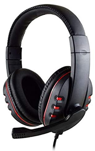 Heden Casque Micro Filaire connecteur USB, telecommande intégr Micro pivotant, Arceau réglable Noir- Rouge