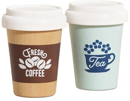 Le Toy Van Wooden Tea & Coffee Cups, Pretend Cafe Roleplay Set, Age 3+