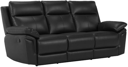 Vente-unique - Divano relax 3 posti Pakita - pelle - nero