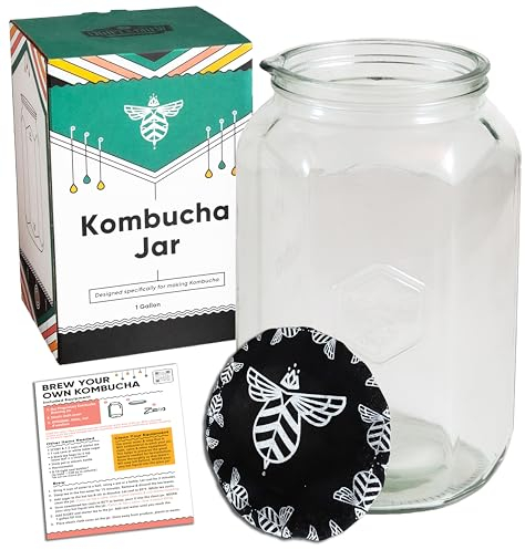 Craft A Brew - Vaso Kombucha - Per la fermentazione Kombucha - Include copertura in tessuto personalizzato