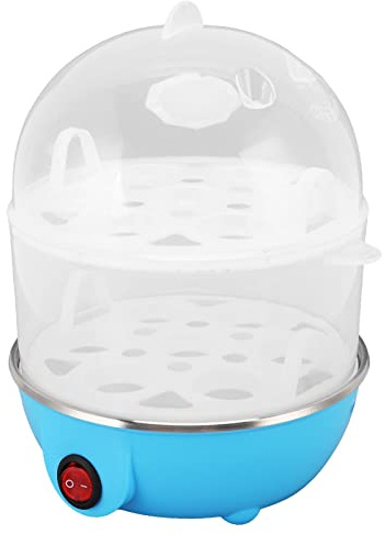 Schneller Eierkocher, Dash Egg Cooker 350 W 2 Schichten 14 Stück Eier A Time Automatische Abschaltung Multifunktionaler Doppelschicht-Eierdampfer Sicherer PP-Eierkocher mit(2 Schichten Blau)