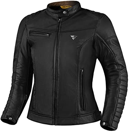 SHIMA WINCHESTER 2.0 Motorradjacke Damen - Klassische Biker-Lederjacke mit Rücken, Schulter und Ellbogen Protektoren, verstärkte Doppelnähte (Schwarz, L)