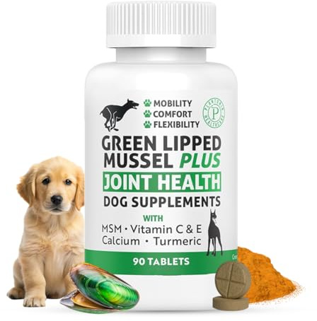 Plantonin Green Lipped Mussel for Dogs – 1325mg High Strength Hip & Joint Supplement for Dogs with Omega-3 – Supports Dog Joint Health, Mobility & Vitality – 90 Dog Joint Supplements Tablets