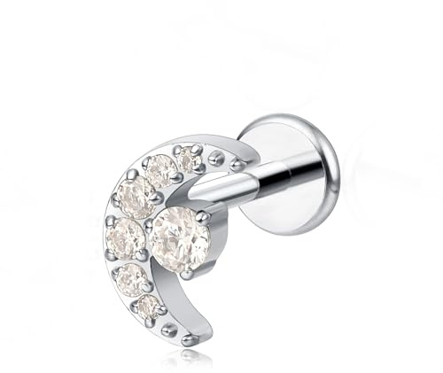 limerencia 18G Innengewinde Tragus Piercing Stecker,Medizinische Hypoallergen Titan Helix Labret Ohrstecker Ohr mit 6mm 8mm 10mm Stäbe für Zunge Augenbraue Lippe Septum Nase(1 Stück)