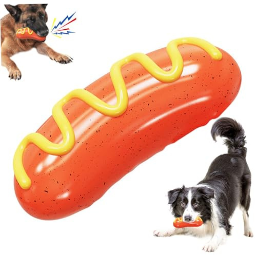 MOUNTTU Harte Kauenspielzeug für Hunde, Wurstform interaktiver Hund Spielzeug, 6,3 x 2,6 unzerstörbares Hund Spielzeug für kleine mittelgroßen großen Hunden
