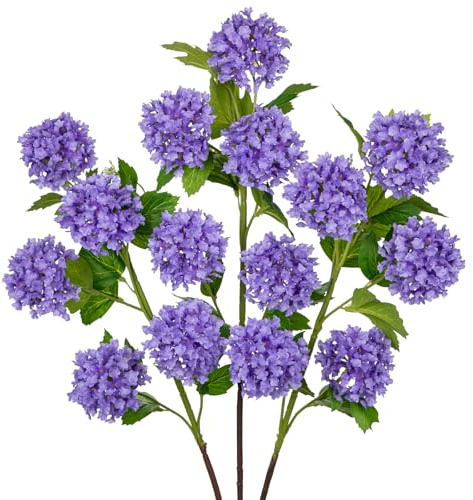 Oairse Hortensias artificiales de 37 pulgadas, hortensias artificiales moradas con 5 cabezas de flores, hortensias artificiales, flores de seda, hortensias falsas para interiores y exteriores, hogar