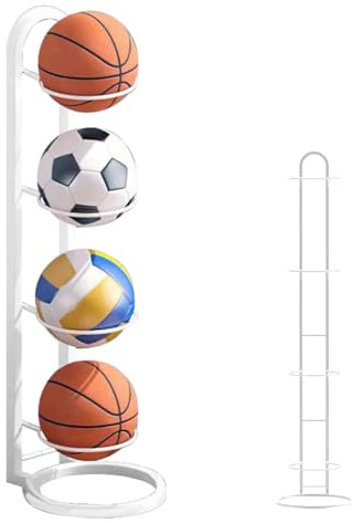 EAPMGQR 4 Livelli Rastrelliera per Palloni, Rastrelliera da Basket Verticale, Rastrelliera per Palloni Verticale, Scaffale di Stoccaggio della Palla Rimovibile, Scaffale Stoccaggio Attrezzature